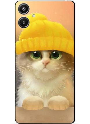 Силіконовий чохол бампер для samsung a07 з малюнком котик у шапці