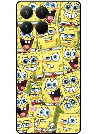 Силиконовый чехол бампер для xiaomi 15t pro с рисунком губка боб sponge bob