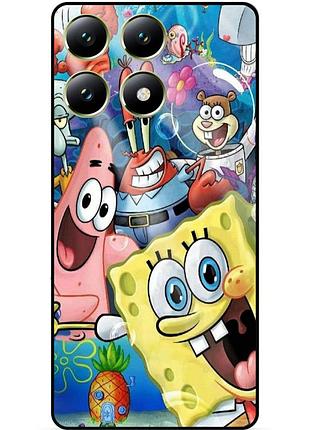 Силиконовый бампер чехол для motorola moto g86 5g с рисунком губка боб sponge bob