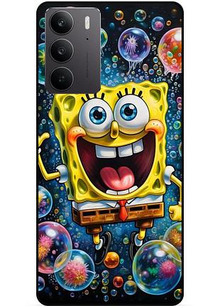 Силиконовый бампер чехол для realme c71 / c75 с картинкой губка боб sponge bob