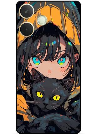 Силиконовый бампер чехол для oppo a5 pro с рисунком аниме котик
