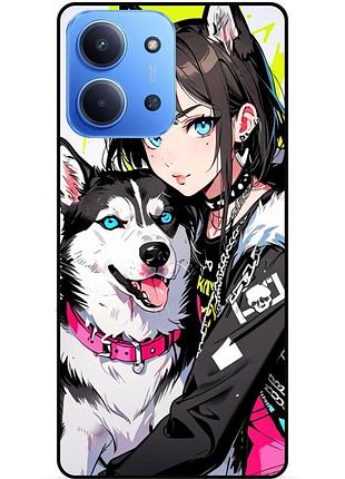 Чехол силиконовый бампер для xiaomi redmi 15c с рисунком хаски аниме