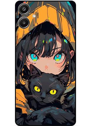Силіконовий бампер чохол для samsung a07 з малюнком котик аніме