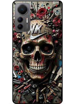 Чехол силиконовый бампер для xiaomi 12 lite с рисунком череп скелет