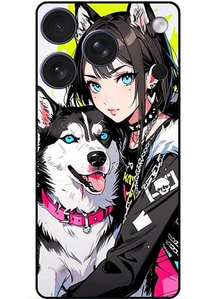 Чехол силиконовый бампер для iphone 17 pro max с рисунком хаски аниме