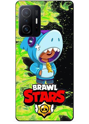 Силіконовий бампер чохол для xiaomi 11t з героєм бравл леон акула brawl