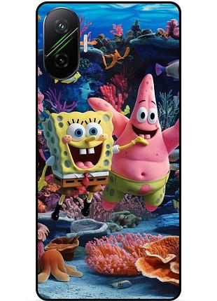 Силиконовый бампер чехол для xiaomi poco f7 с рисунком sponge bob губка боб