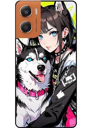 Чехол силиконовый бампер для motorola moto g06 с рисунком хаски аниме