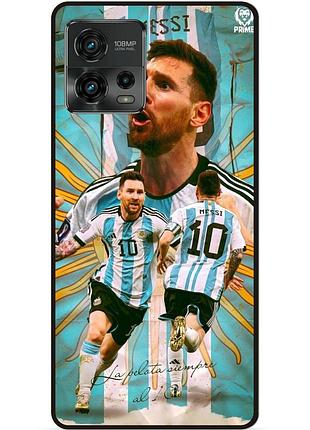 Силиконовый бампер чехол для motorola moto g72 с рисунком messi аргентина месси