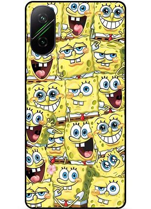 Силиконовый чехол бампер для xiaomi poco f7 с рисунком губка боб sponge bob