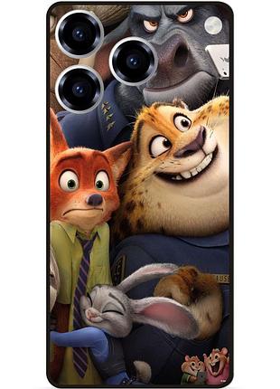 Силиконовый чехол бампер для zte blade a76 с рисунком zootopia зверополис