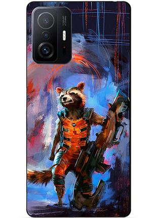 Силіконовий чохол бампер для xiaomi 11t з малюнком єнот ракета старжі галактики