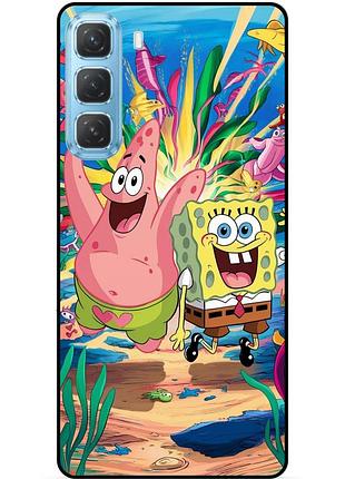 Силиконовый бампер чехол для infinix hot 60i с картинкой sponge bob губка боб