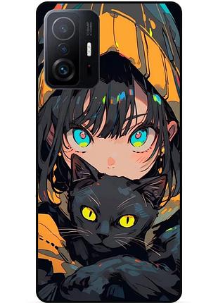 Силиконовый бампер чехол для xiaomi 11t с рисунком аниме котик
