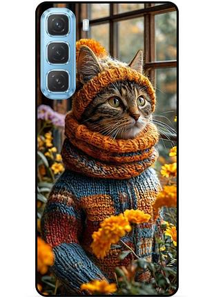 Силіконовий бампер чохол для infinix hot 60 pro plus (x6886) з малюнком котик в квітах