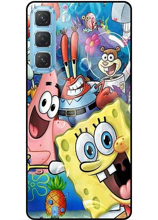 Силиконовый бампер чехол для infinix hot 60 pro plus (x6886) с рисунком губка боб sponge bob