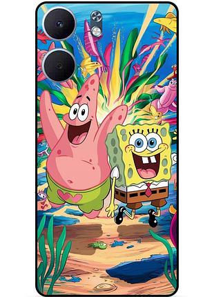 Силиконовый бампер чехол для oppo a5x с картинкой sponge bob губка боб