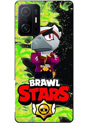 Чехол силиконовый бампер для xiaomi 11t с героем бравл белый ворон brawl