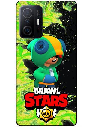 Чехол силиконовый бампер для xiaomi 11t с героем бравл леон бравл brawl