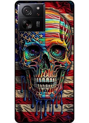 Силиконовый чехол для xiaomi 13t pro с рисунком череп скелет