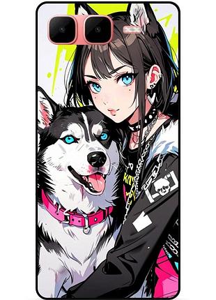 Чехол силиконовый бампер для infinix smart 10 plus с рисунком хаски аниме