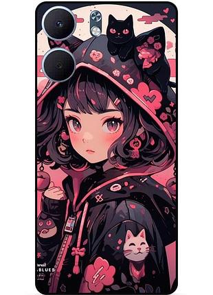 Силіконовий бампер чохол для oppo a5x з малюнком котики аніме