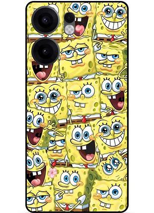 Силиконовый чехол бампер для oppo reno 13fs с рисунком sponge bob губка боб