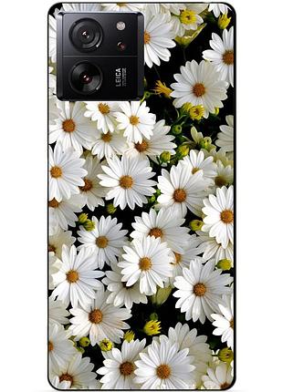 Чехол силиконовый бампер для xiaomi 13t с рисунком ромашки цветы