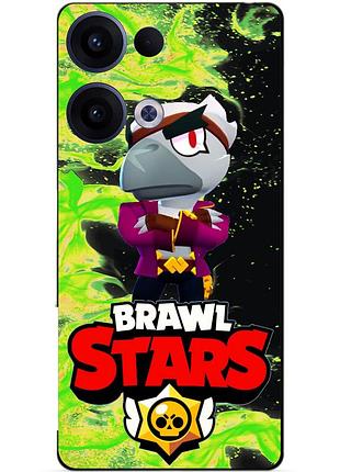 Силіконовий бампер чохол для oppo reno 13 з героєм бравл білий ворон brawl