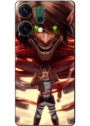 Чехол силиконовый бампер для oppo reno 14 с рисунком атака на титанов attack on titan