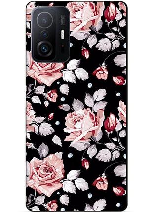 Силіконовий чохол бампер для xiaomi 11t з малюнком троянди квіти