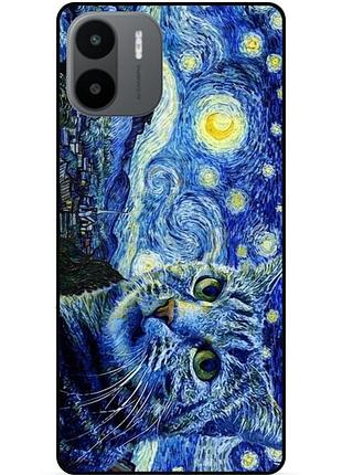 Силиконовый бампер чехол для xiaomi redmi a2 с рисунком кошечка ван гог звездная ночь