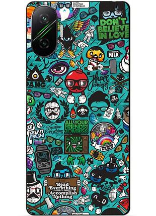 Чехол силиконовый бампер для xiaomi poco f7 с рисунком стикеры