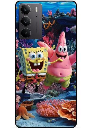 Силиконовый бампер чехол для realme c71 / c75 с рисунком sponge bob губка боб