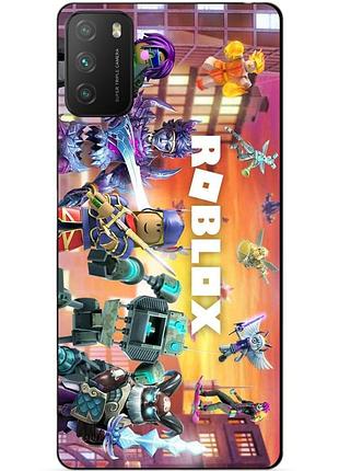 Силиконовый бампер чехол для xiaomi poco m3 с картинкой роблокс roblox