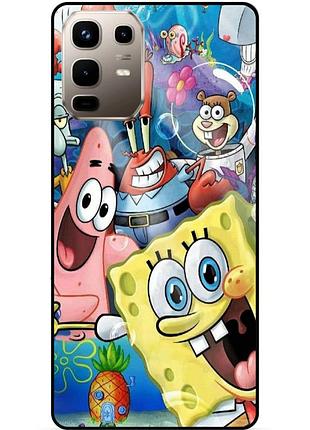 Силиконовый бампер чехол для infinix note 50 pro (x6855) с рисунком губка боб sponge bob