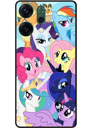 Силиконовый бампер чехол для oppo reno 14 с рисунком пони my little pony