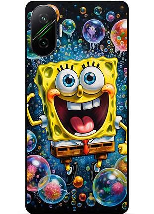 Силиконовый бампер чехол для xiaomi poco f7 с картинкой губка боб sponge bob