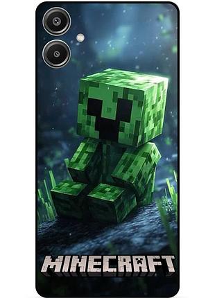 Чехол силиконовый бампер для samsung a07 стив minecraft крипер майнкрафт