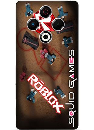Силиконовый бампер чехол для tecno spark 30 (kl6) с рисунком roblox игра в кальмара роблокс