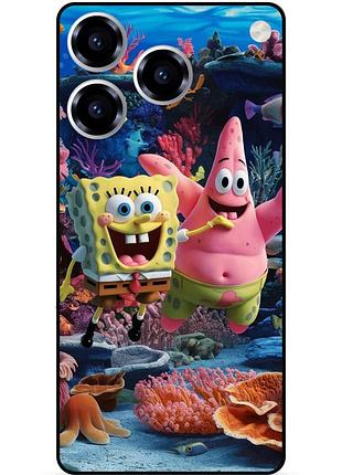 Силиконовый бампер чехол для zte blade a76 с рисунком sponge bob губка боб