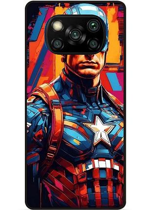 Чехол силиконовый бампер для xiaomi poco x3 с рисунком капитан америка marvel captain america