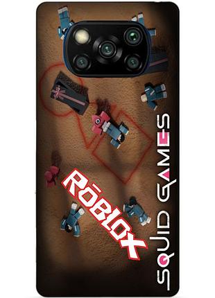 Силиконовый бампер чехол для xiaomi poco x3 с рисунком roblox игра в кальмара роблокс