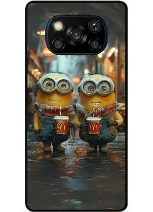 Силиконовый чехол бампер для xiaomi poco x3 с картинкой миньоны minion