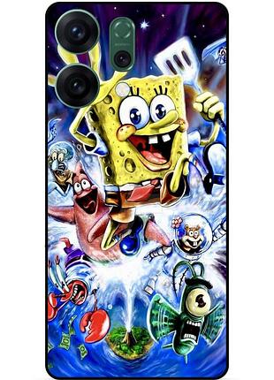 Силиконовый чехол бампер для oppo reno 14 с картинкой губка боб sponge bob
