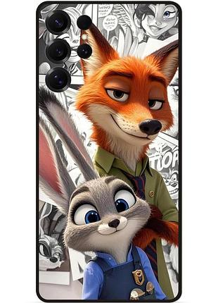 Силиконовый чехол бампер для samsung s25 ultra с рисунком зверополис zootopia