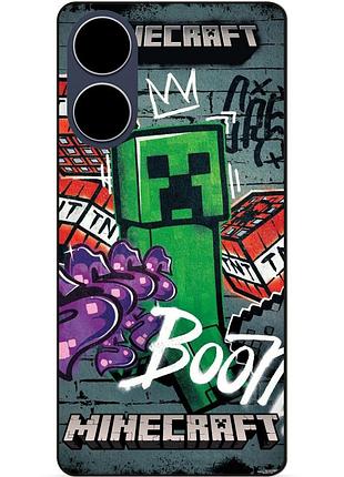 Силіконовий чохол бампер для oppo a17 стів minecraft кріпер майнкрафт