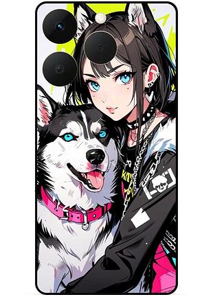 Чехол силиконовый бампер для realme 15t с рисунком хаски аниме