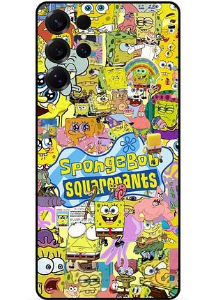 Силиконовый чехол бампер для samsung s25 ultra с рисунком sponge bob губка боб