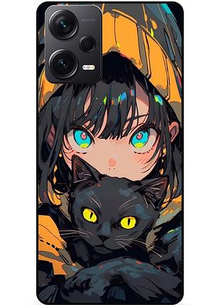 Силиконовый бампер чехол для xiaomi redmi note 12 pro 5g с рисунком аниме котик